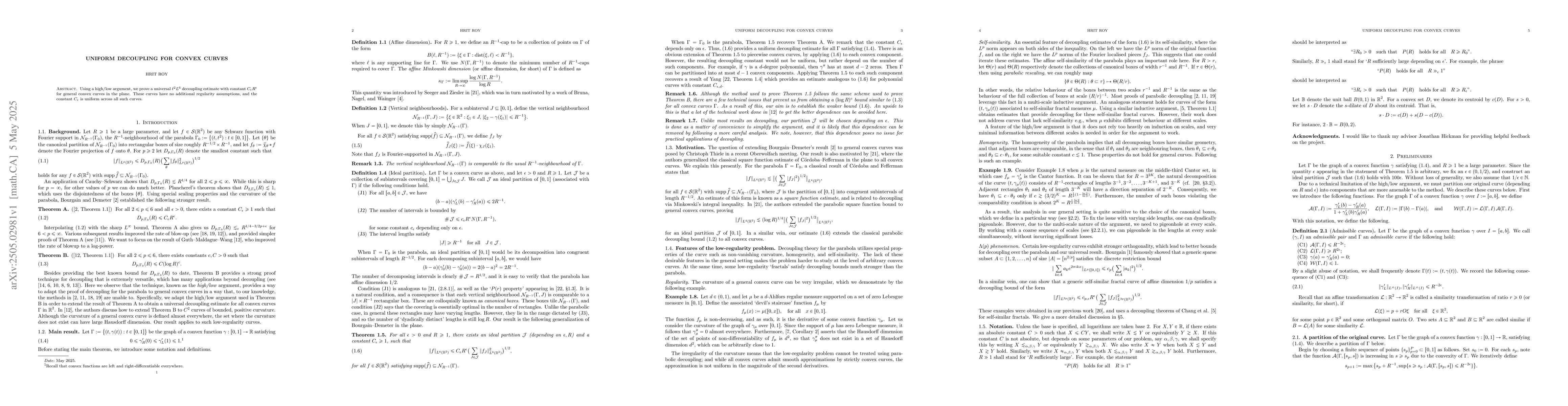 Thumbnail for Uniform decoupling for convex curves