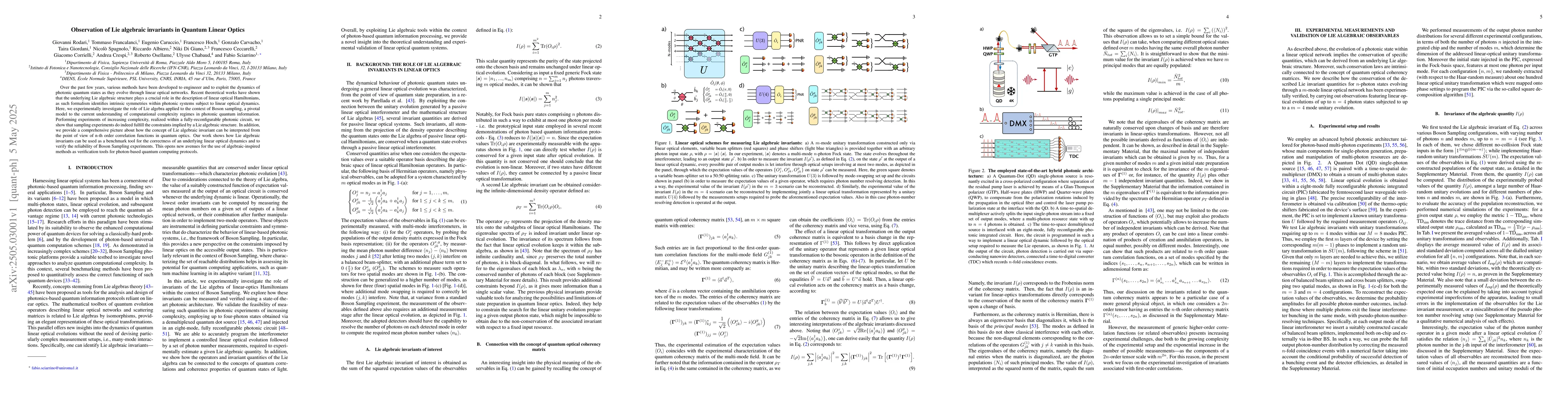 Thumbnail for Observation of Lie algebraic invariants in Quantum Linear Optics