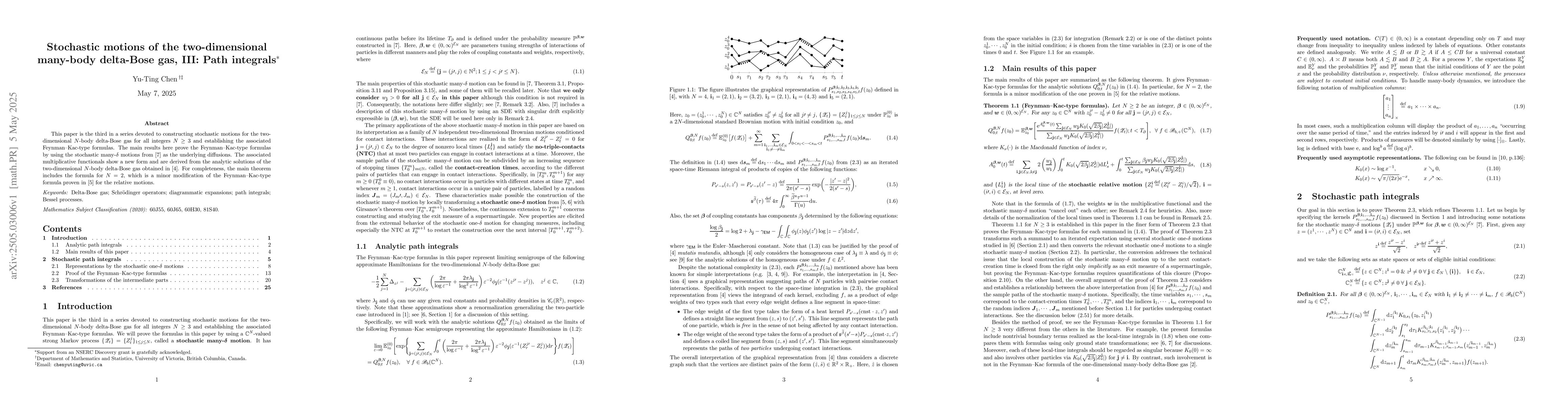 Thumbnail for Stochastic motions of the two-dimensional many-body delta-Bose gas, III:
  Path integrals
