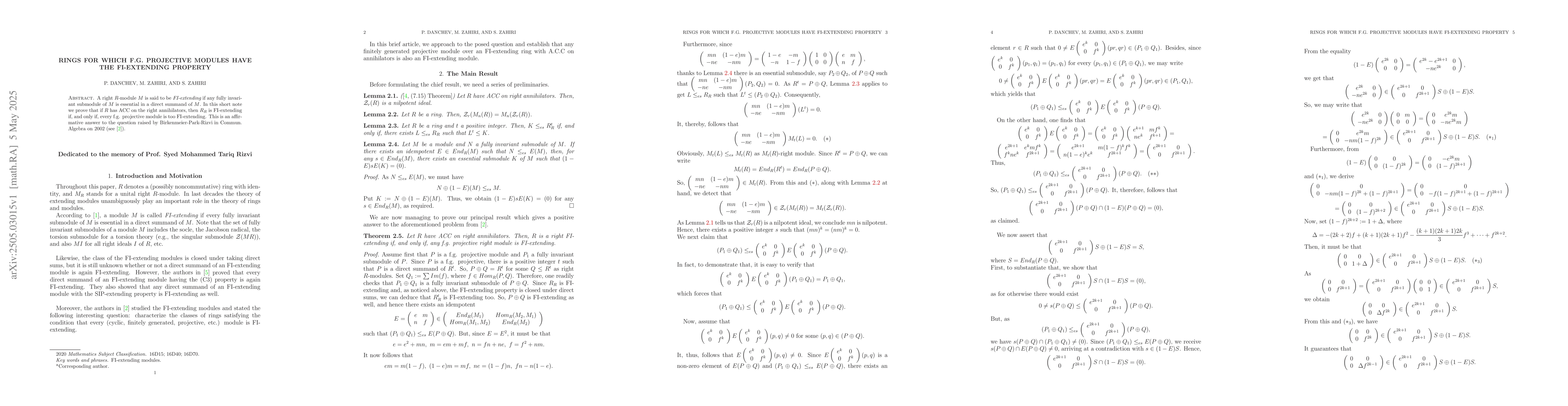 Thumbnail for Rings for Which f.g. Projective Modules Have the FI-extending Property
