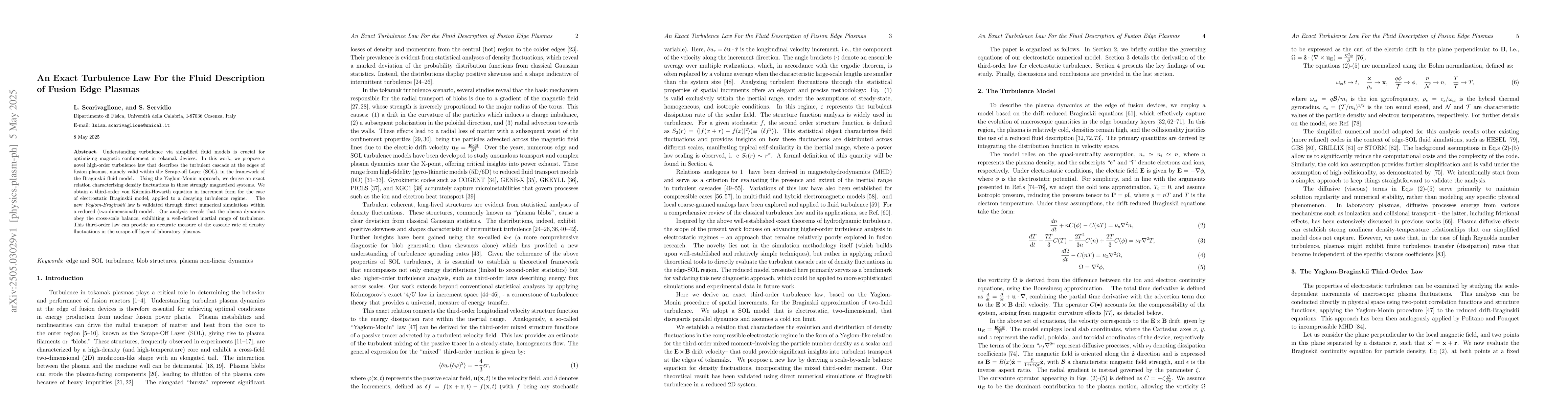 Thumbnail for An Exact Turbulence Law For the Fluid Description of Fusion Edge Plasmas