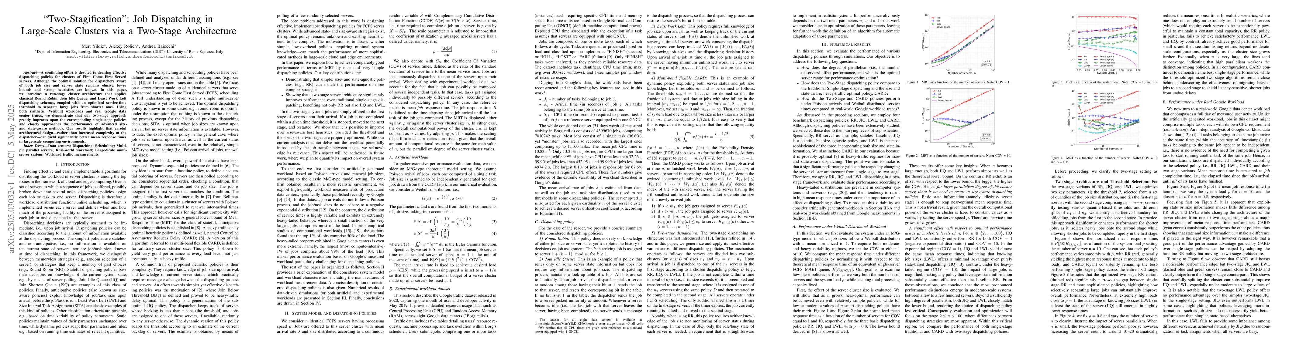 Thumbnail for "Two-Stagification": Job Dispatching in Large-Scale Clusters via a
  Two-Stage Architecture