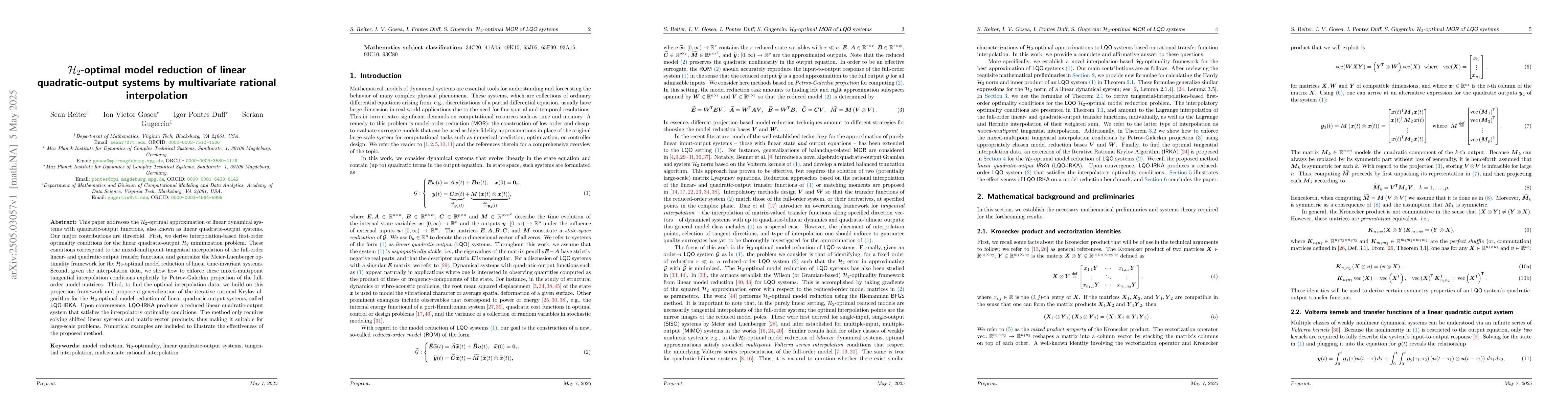 Thumbnail for $\mathcal{H}_2$-optimal model reduction of linear quadratic-output
  systems by multivariate rational interpolation