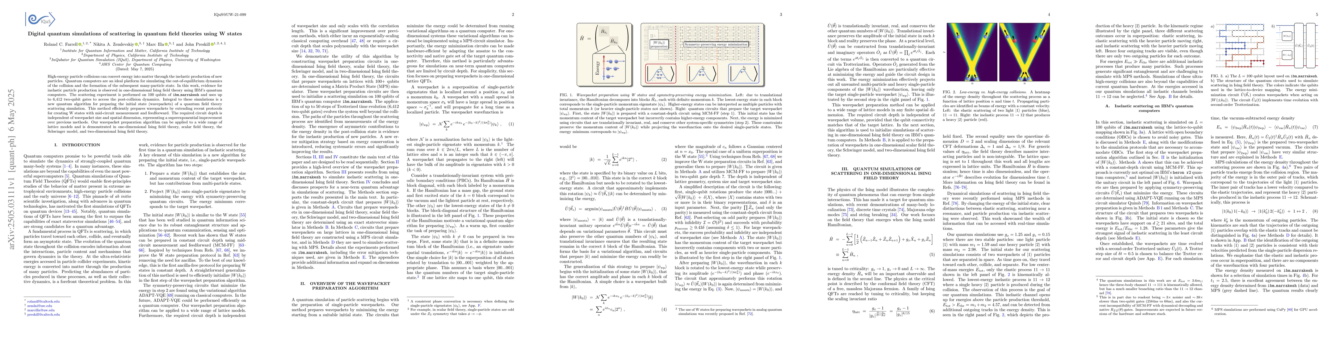 Thumbnail for Digital quantum simulations of scattering in quantum field theories
  using W states