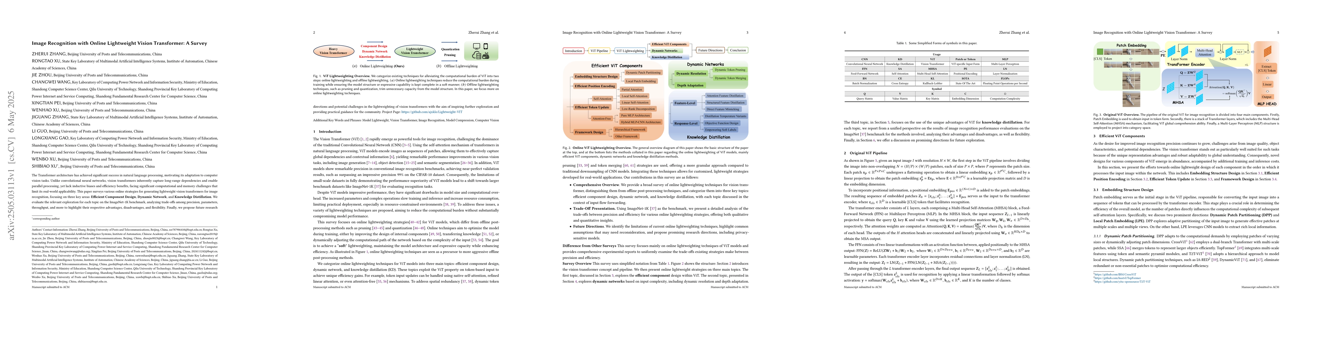 Thumbnail for Image Recognition with Online Lightweight Vision Transformer: A Survey