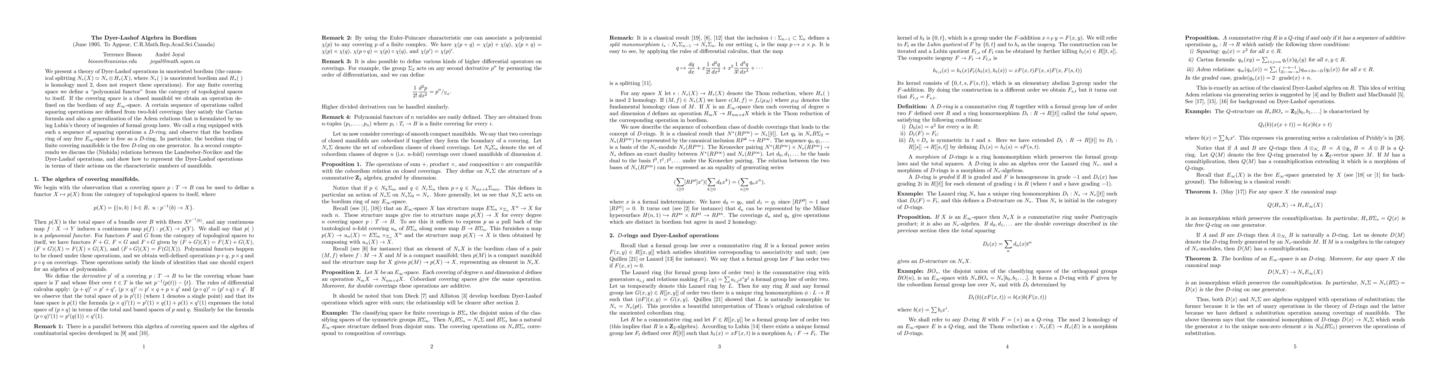 Thumbnail for The Dyer-Lashof algebra in bordism (extended abstract)