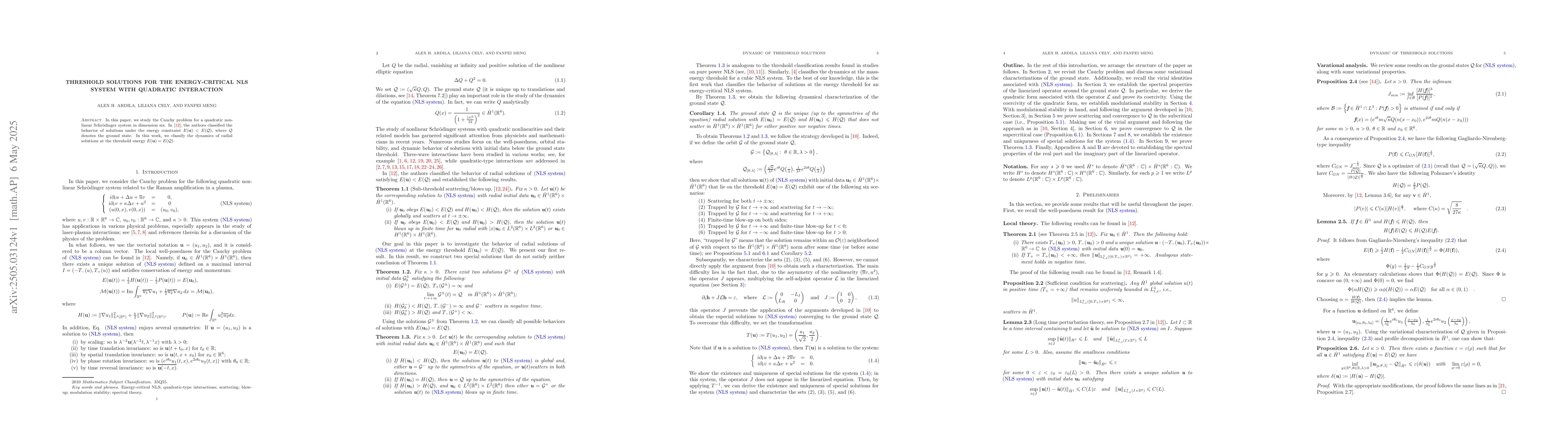 Thumbnail for Threshold solutions for the energy-critical NLS system with quadratic
  interaction