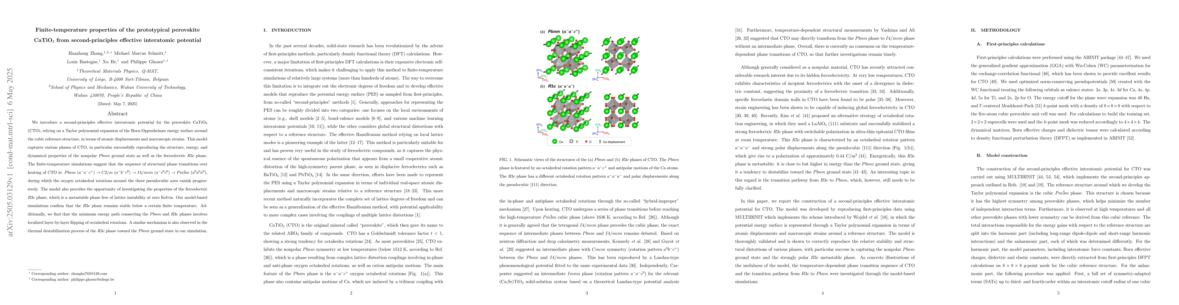 Thumbnail for Finite-temperature properties of the prototypical perovskite CaTiO$_3$
  from second-principles effective interatomic potential