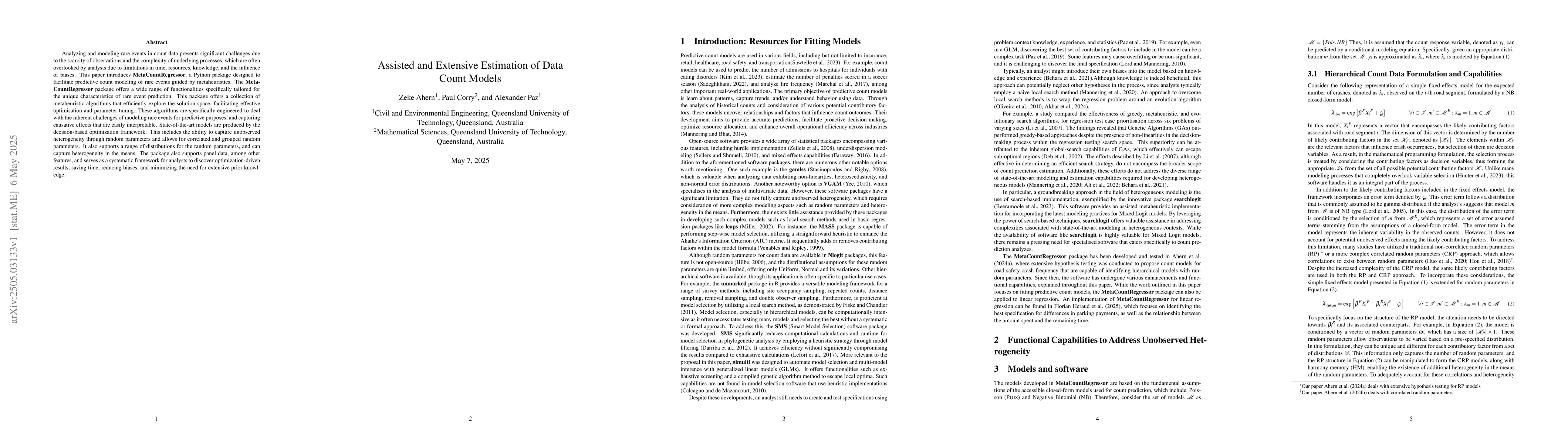 Thumbnail for Metacountregressor: A python package for extensive analysis and assisted
  estimation of count data models