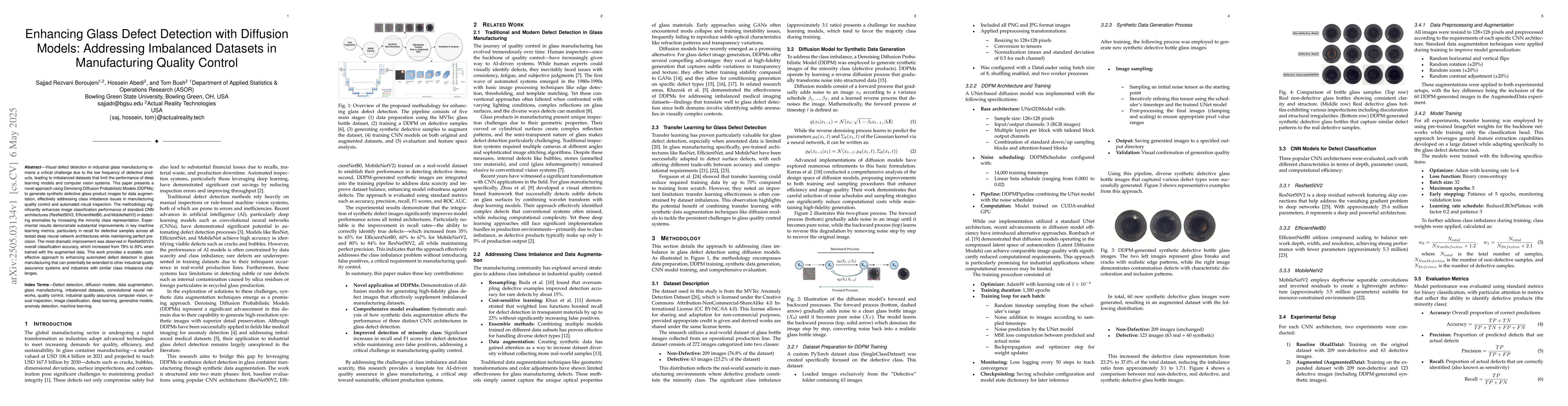 Thumbnail for Enhancing Glass Defect Detection with Diffusion Models: Addressing
  Imbalanced Datasets in Manufacturing Quality Control