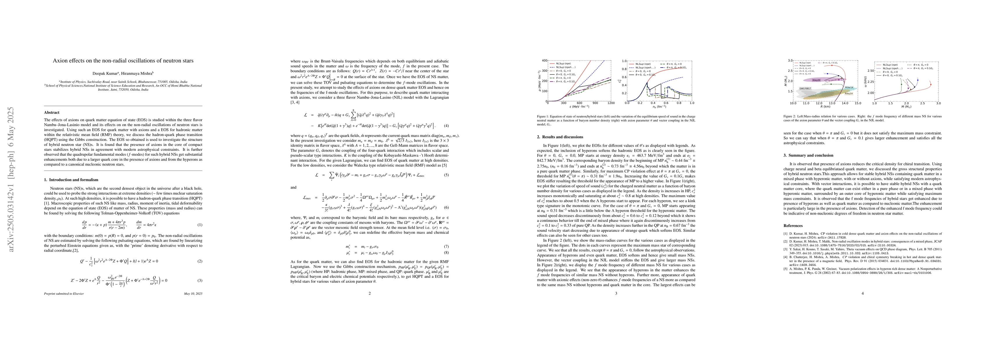 Thumbnail for Axion effects on the non-radial oscillations of neutron stars