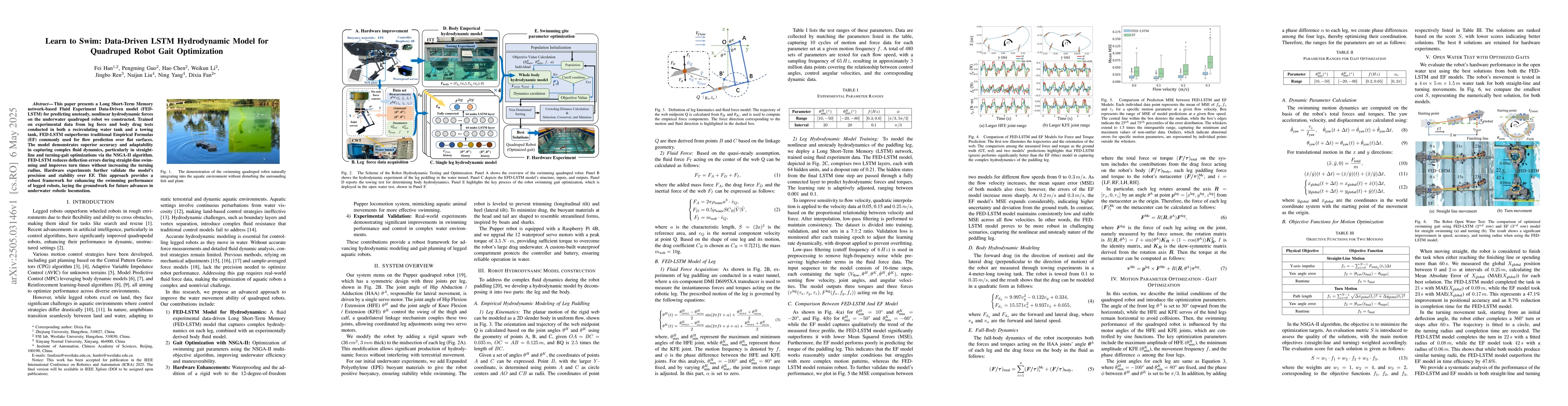 Thumbnail for Learn to Swim: Data-Driven LSTM Hydrodynamic Model for Quadruped Robot
  Gait Optimization