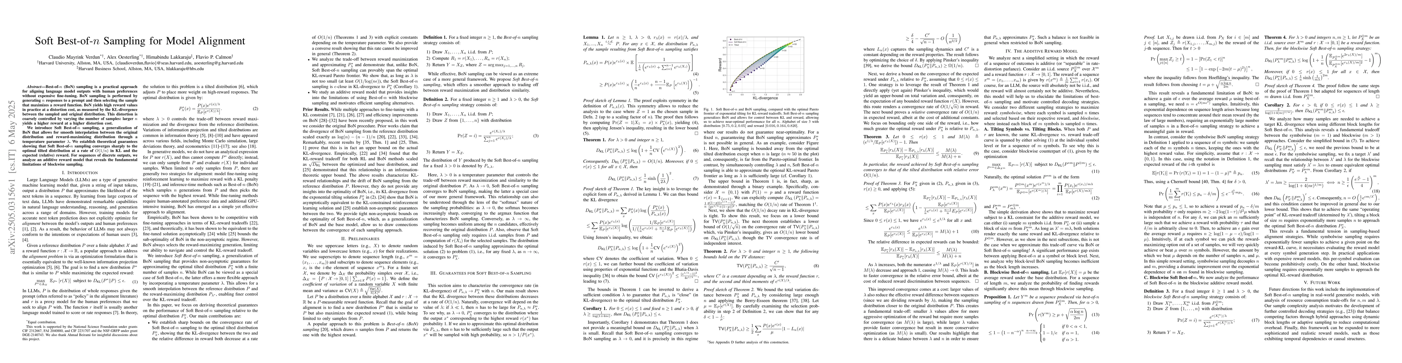 Thumbnail for Soft Best-of-n Sampling for Model Alignment
