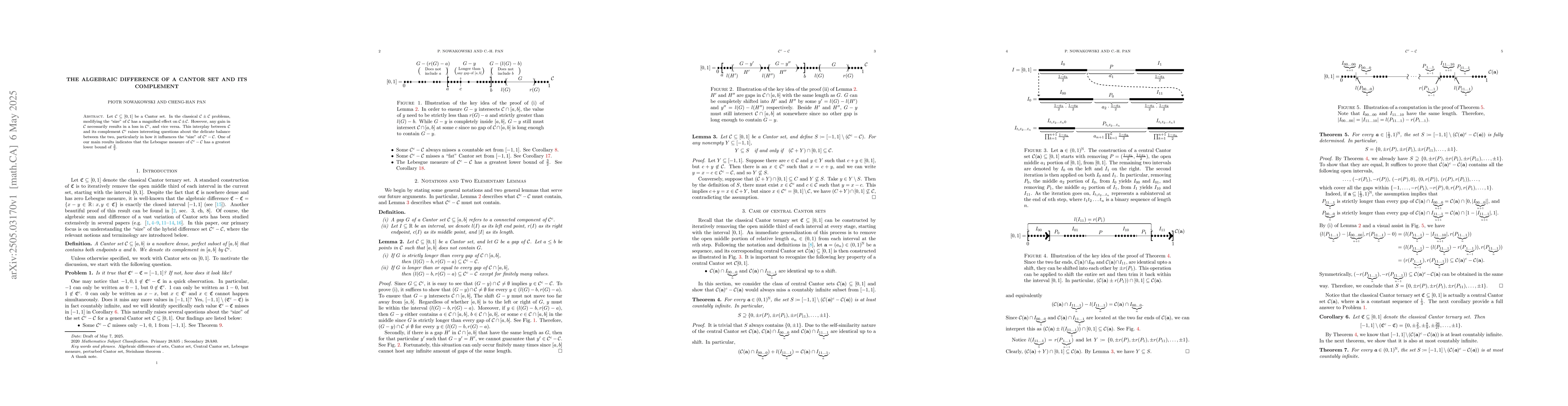 Thumbnail for The algebraic difference of a Cantor set and its complement