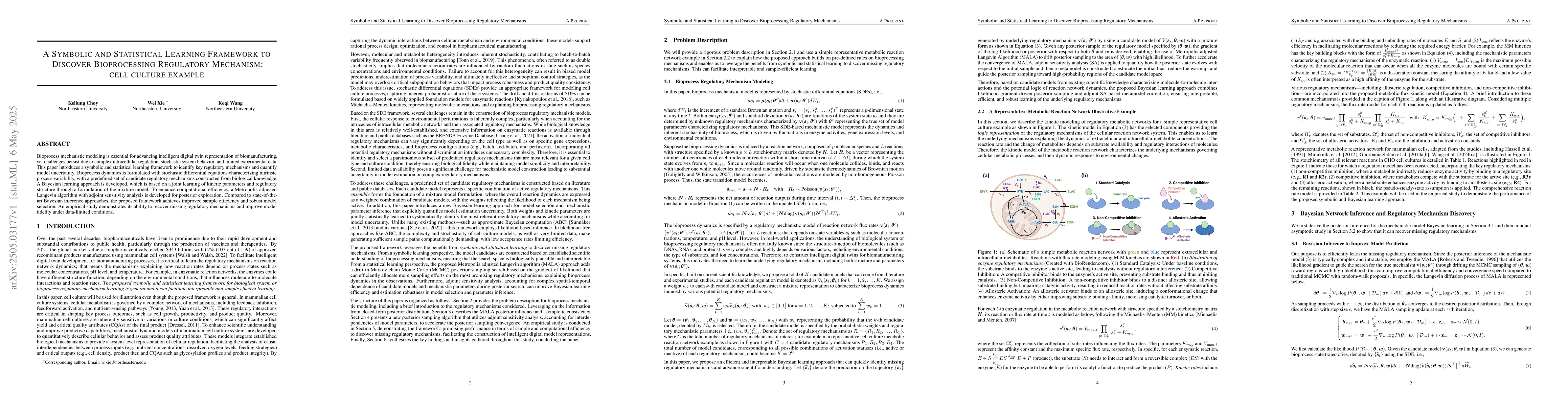 Thumbnail for A Symbolic and Statistical Learning Framework to Discover Bioprocessing
  Regulatory Mechanism: Cell Culture Example