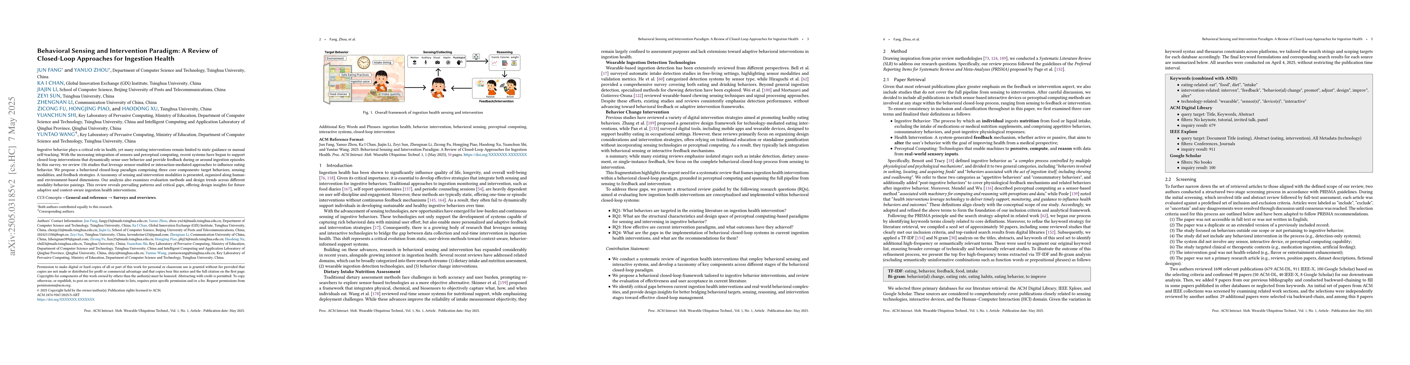 Thumbnail for Behavioral Sensing and Intervention Paradigm: A Review of Closed-Loop
  Approaches for Ingestion Health