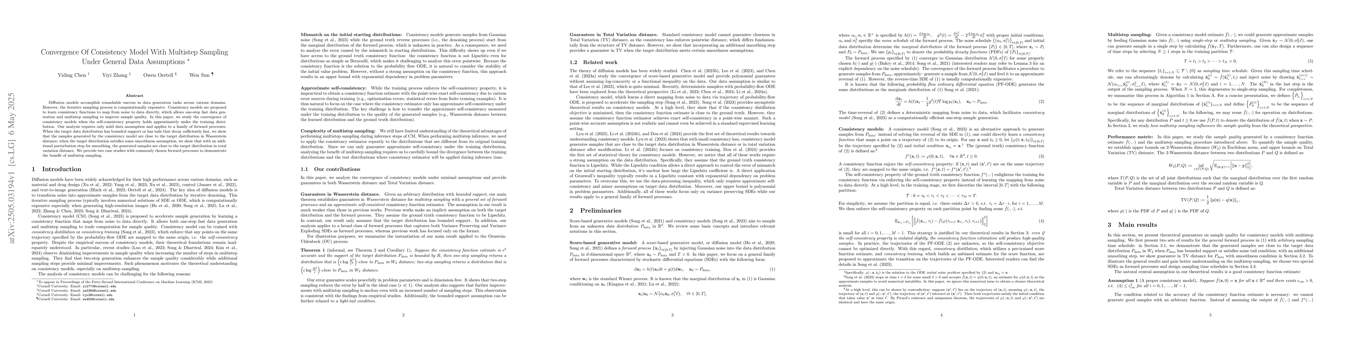 Thumbnail for Convergence Of Consistency Model With Multistep Sampling Under General
  Data Assumptions