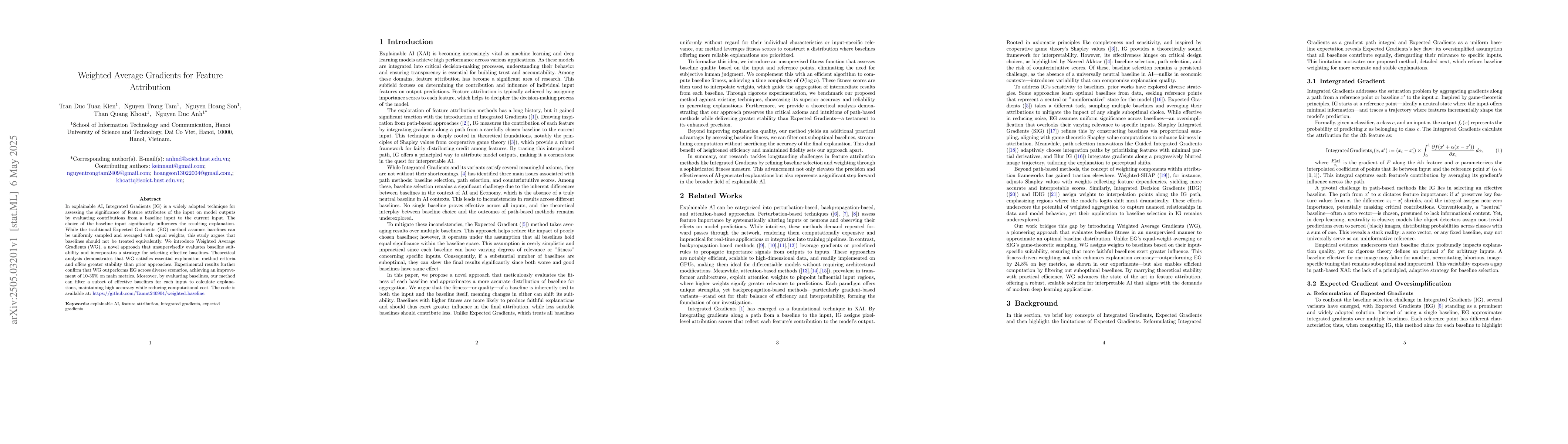 Thumbnail for Weighted Average Gradients for Feature Attribution