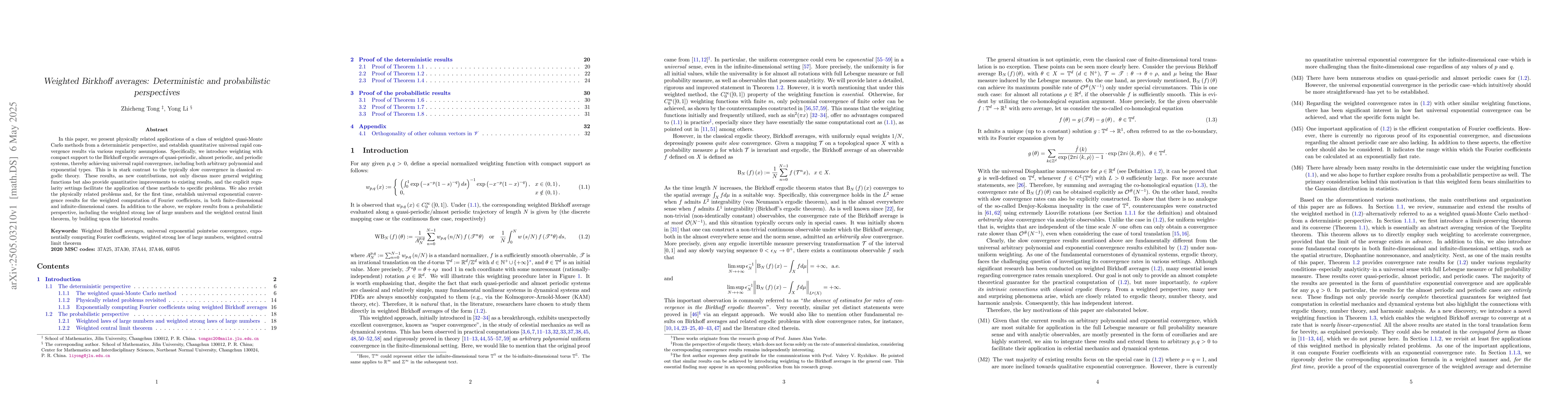 Thumbnail for Weighted Birkhoff averages: Deterministic and probabilistic perspectives