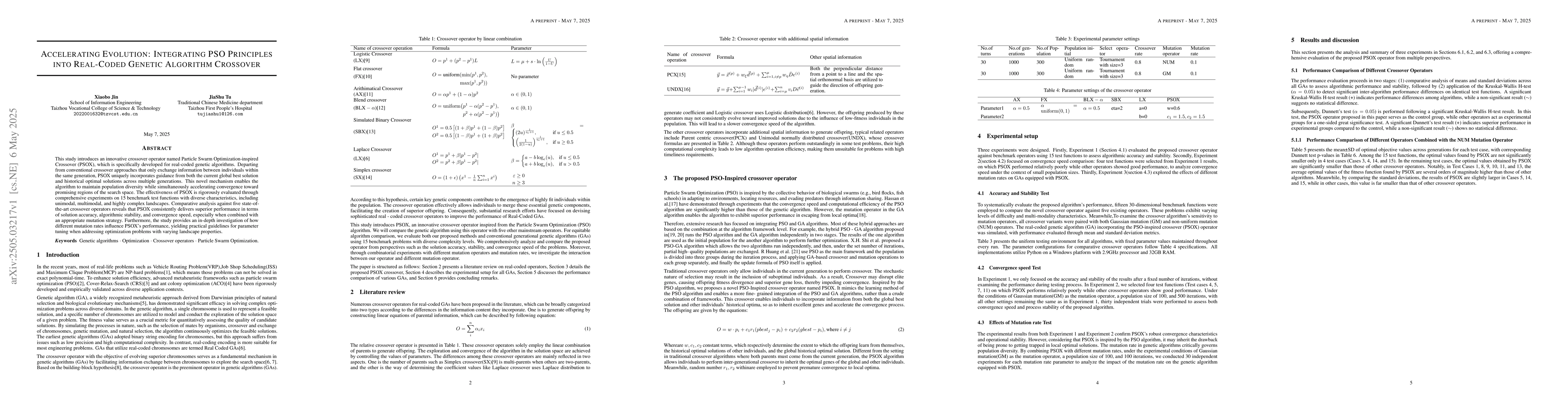 Thumbnail for Accelerating Evolution: Integrating PSO Principles into Real-Coded
  Genetic Algorithm Crossover