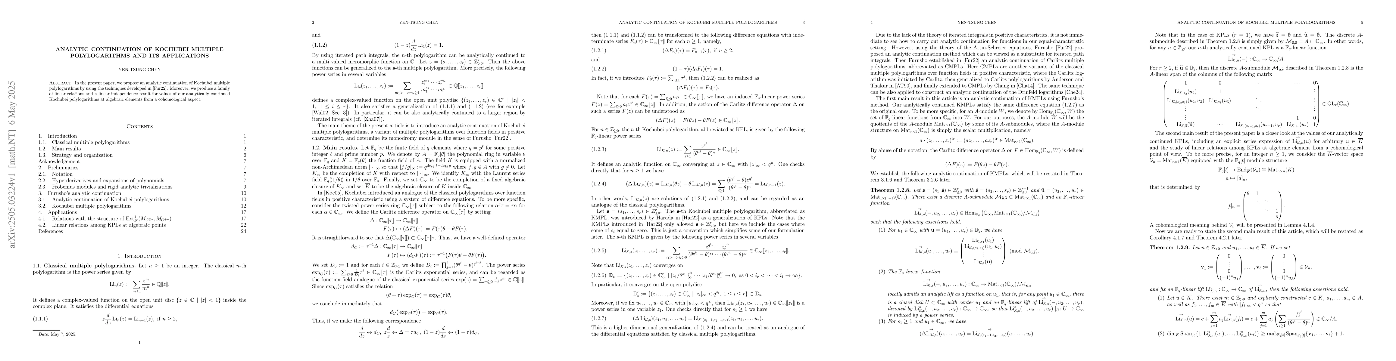 Thumbnail for Analytic continuation of Kochubei multiple polylogarithms and its
  applications
