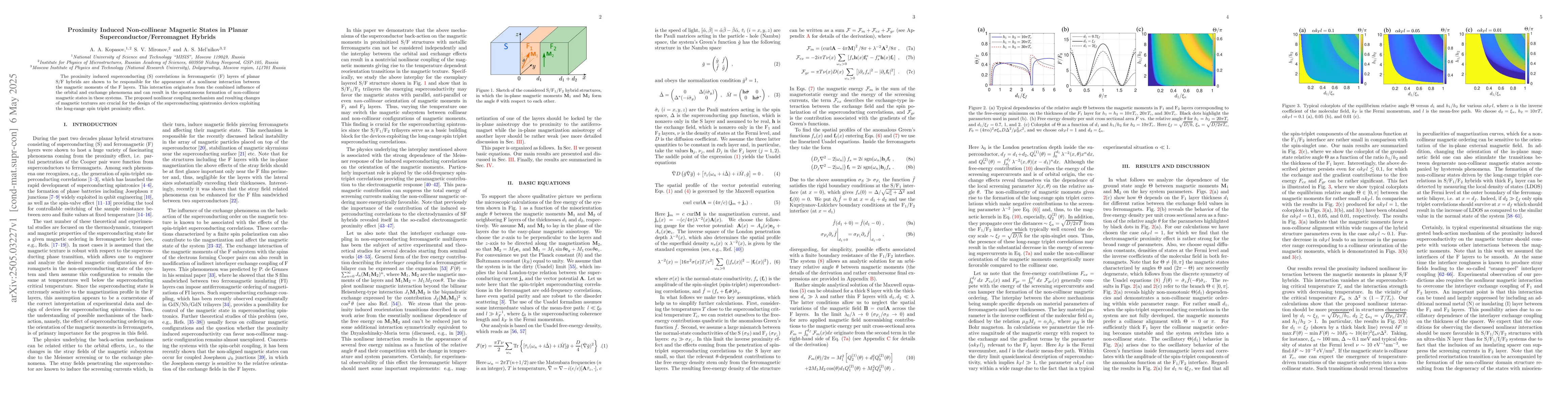 Thumbnail for Proximity Induced Non-collinear Magnetic States in Planar
  Superconductor/Ferromagnet Hybrids