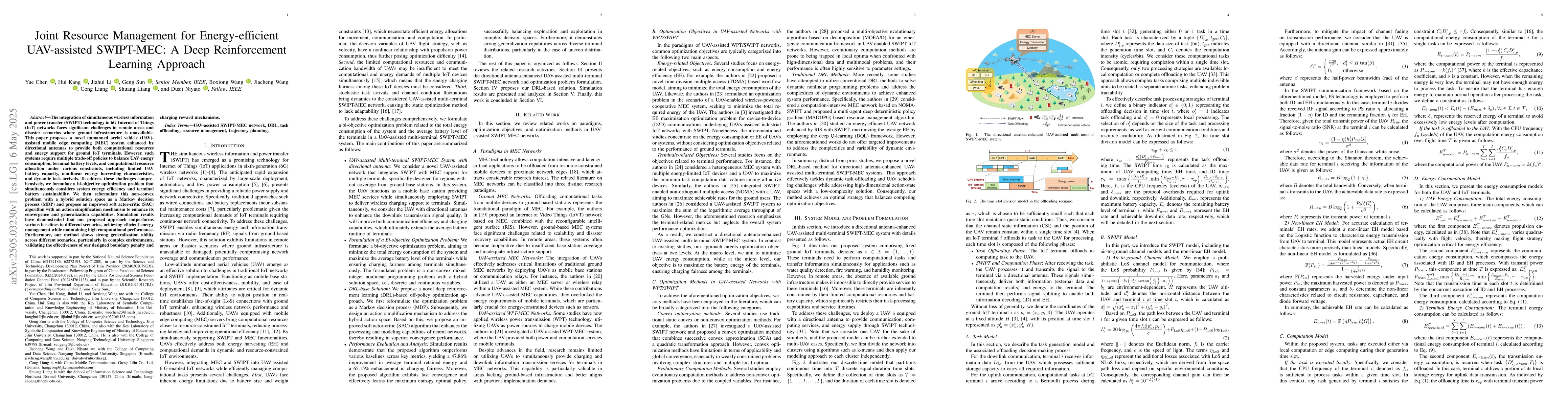 Thumbnail for Joint Resource Management for Energy-efficient UAV-assisted SWIPT-MEC: A
  Deep Reinforcement Learning Approach