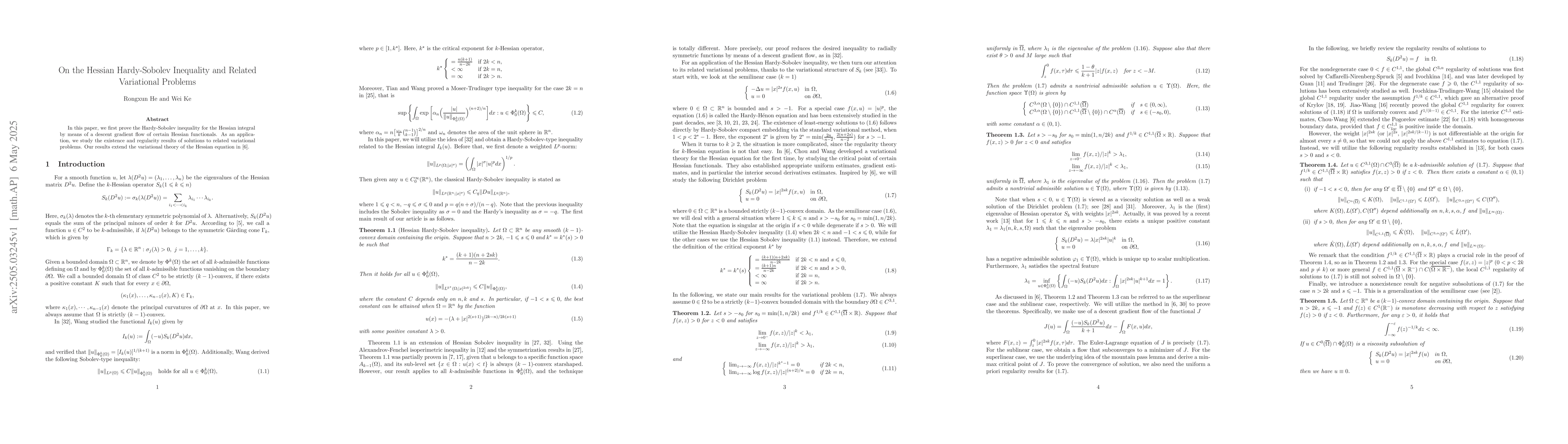 Thumbnail for On the Hessian Hardy-Sobolev Inequality and Related Variational Problems