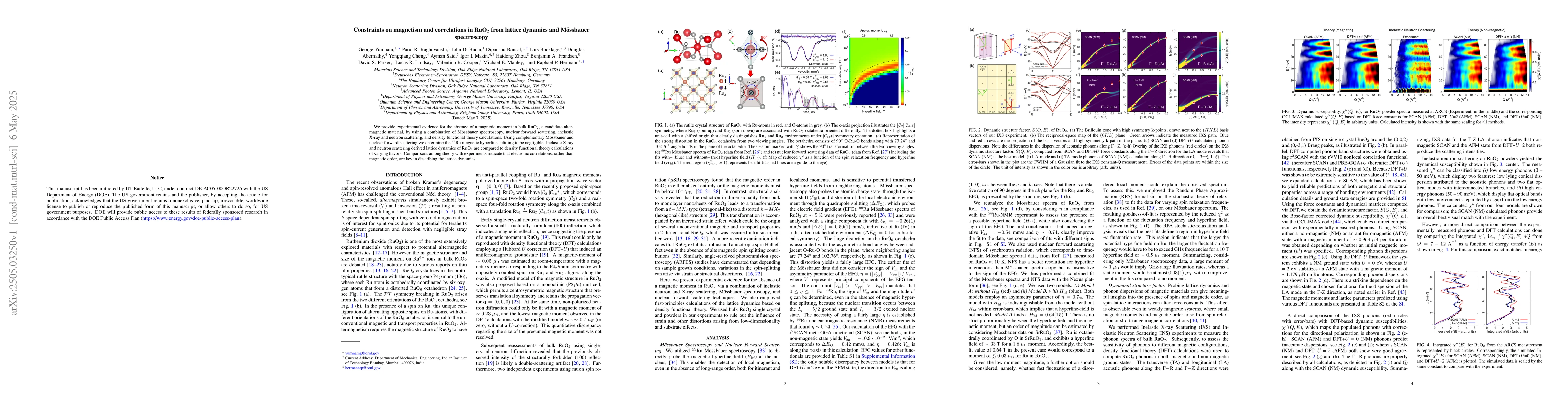 Thumbnail for Constraints on magnetism and correlations in RuO$_2$ from lattice
  dynamics and Mössbauer spectroscopy
