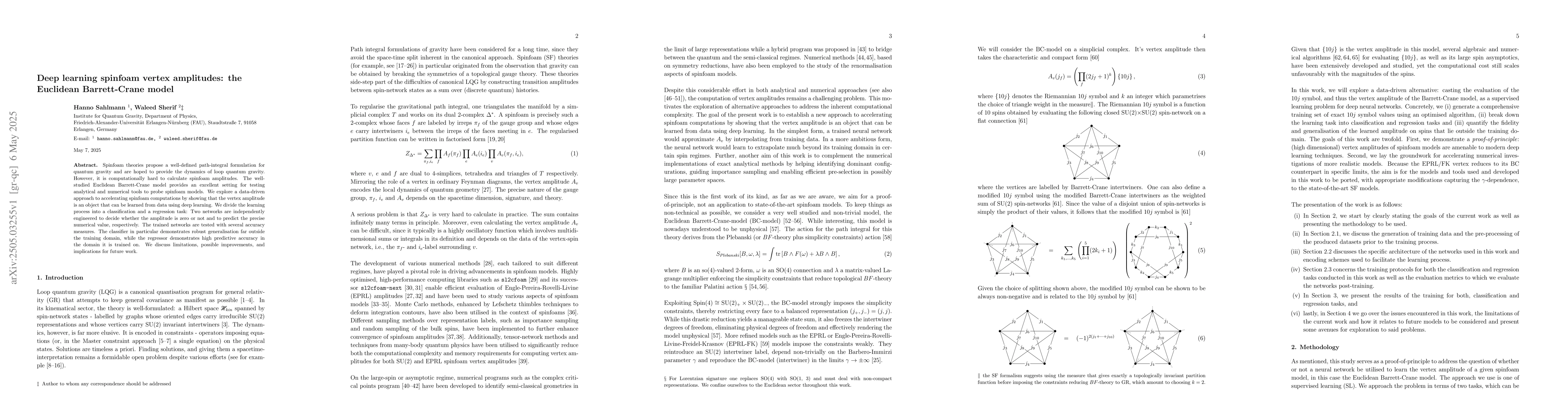 Thumbnail for Deep learning spinfoam vertex amplitudes: the Euclidean Barrett-Crane
  model