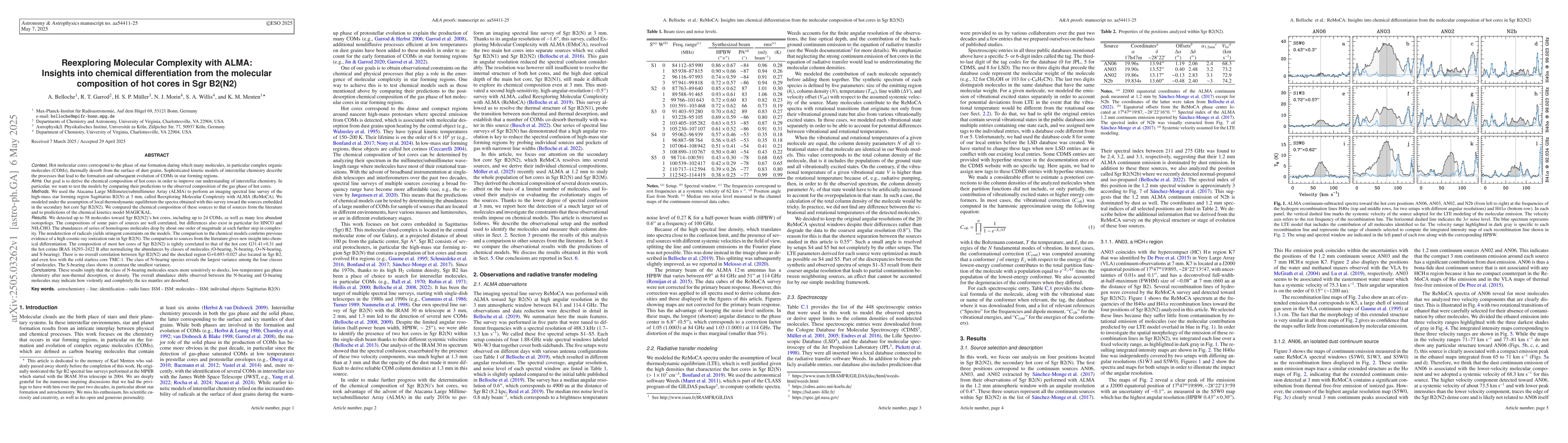 Thumbnail for Reexploring Molecular Complexity with ALMA: Insights into chemical
  differentiation from the molecular composition of hot cores in Sgr B2(N2)