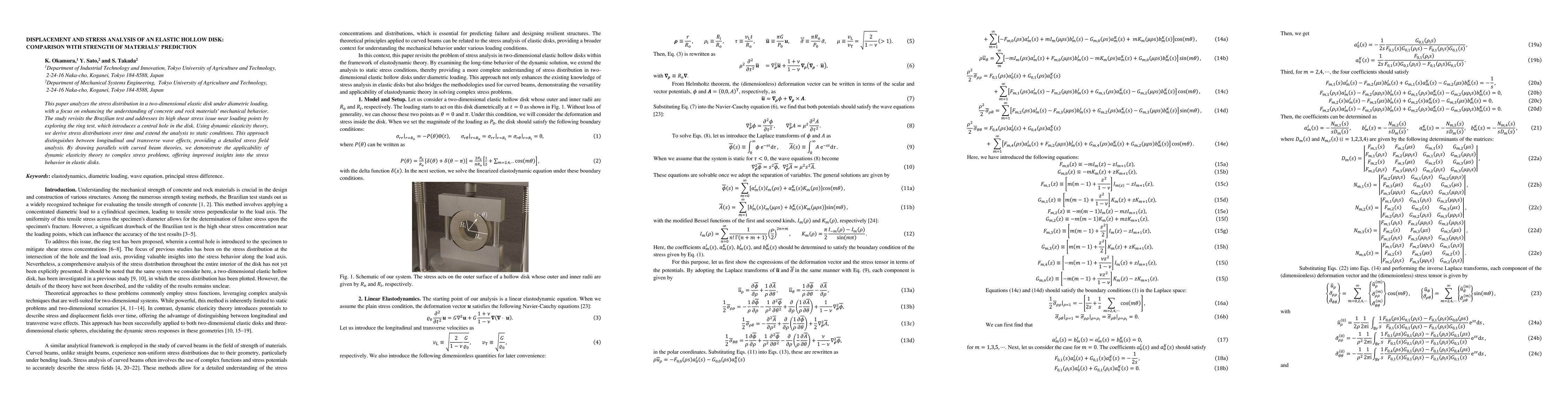 Thumbnail for Displacement and Stress Analysis of an Elastic Hollow Disk: Comparison
  with Strength of Materials' Prediction