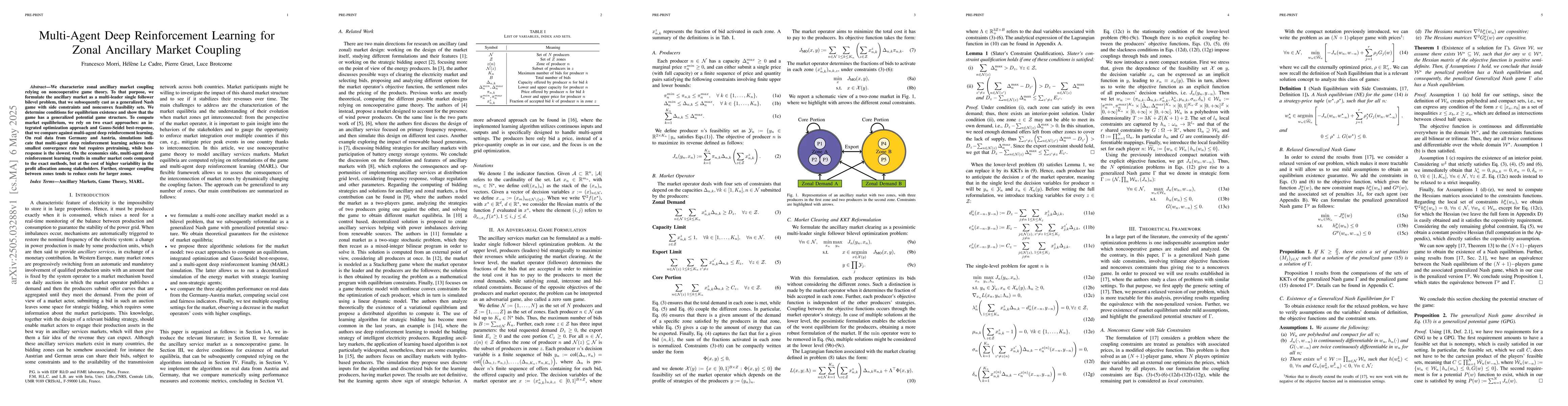 Thumbnail for Multi-Agent Deep Reinforcement Learning for Zonal Ancillary Market
  Coupling