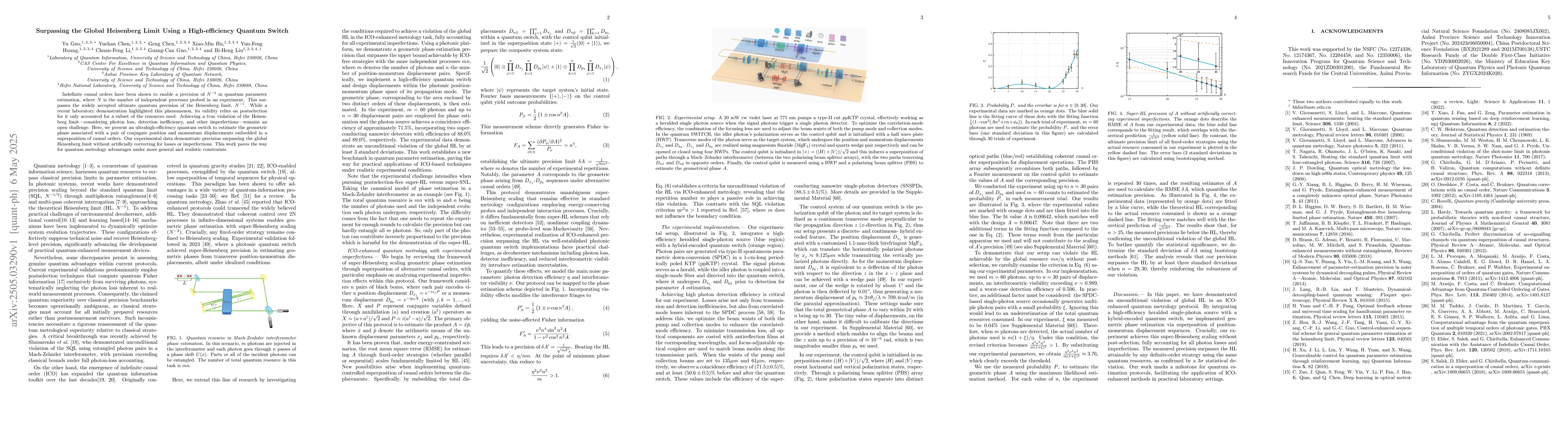 Thumbnail for Surpassing the Global Heisenberg Limit Using a High-effciency Quantum
  Switch