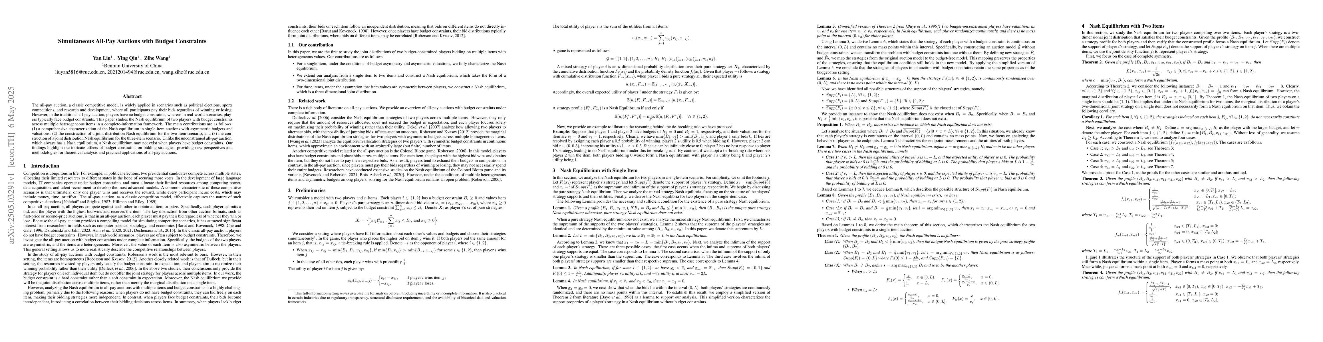 Thumbnail for Simultaneous All-Pay Auctions with Budget Constraints