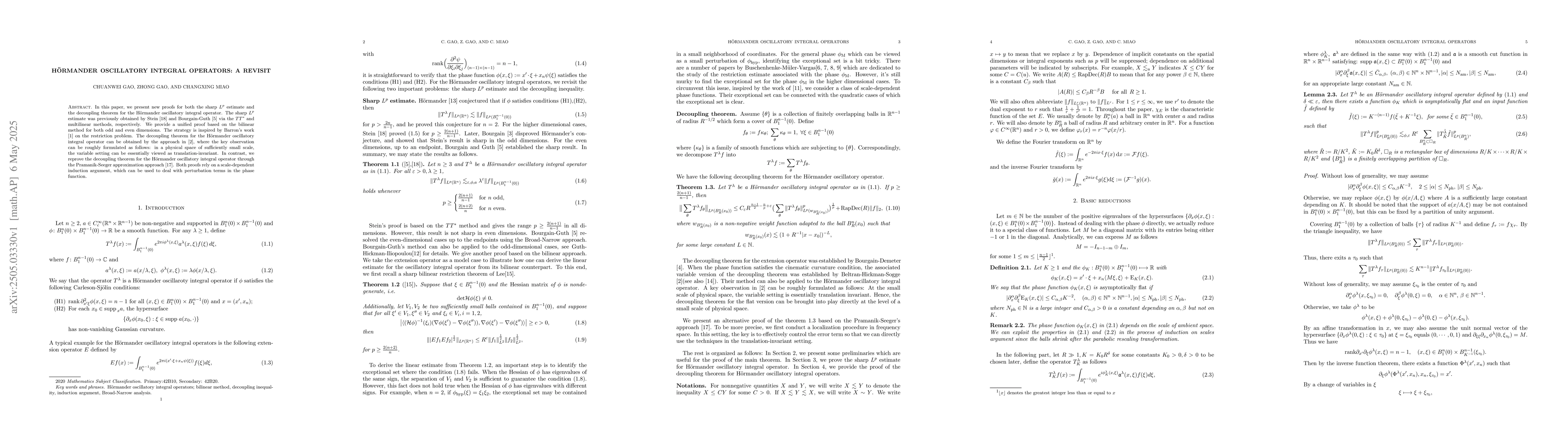 Thumbnail for Hörmander oscillatory integral operators: a revisit