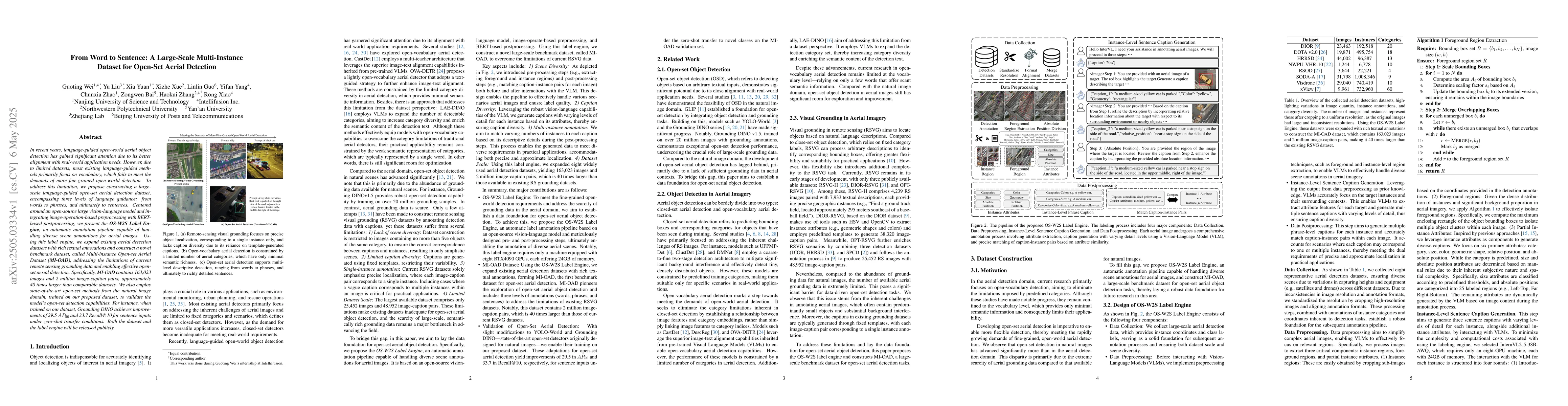 Thumbnail for From Word to Sentence: A Large-Scale Multi-Instance Dataset for Open-Set
  Aerial Detection