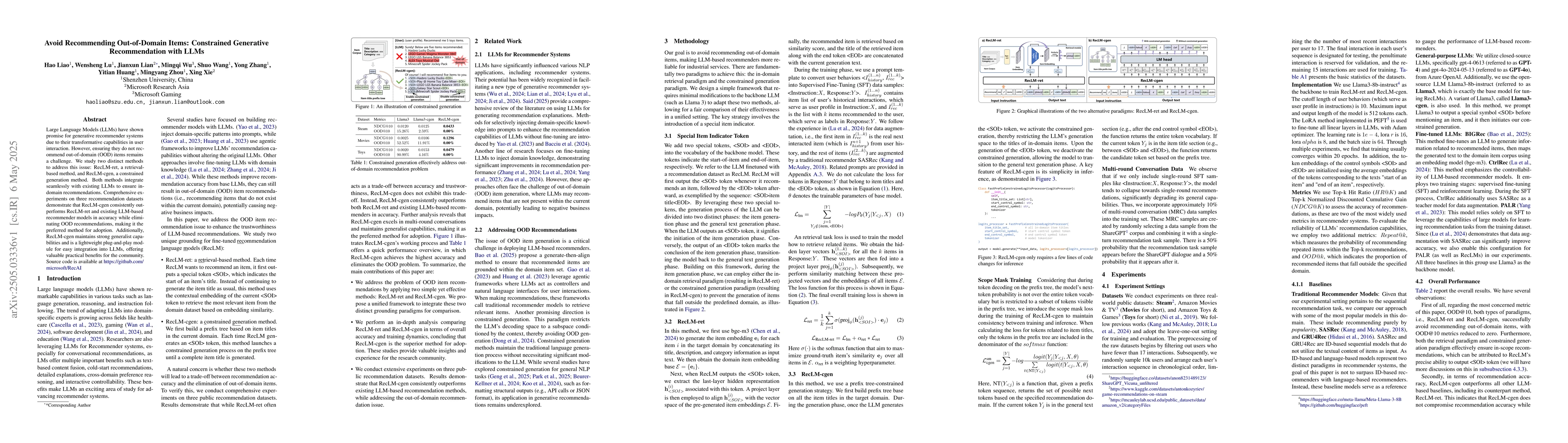 Thumbnail for Avoid Recommending Out-of-Domain Items: Constrained Generative
  Recommendation with LLMs