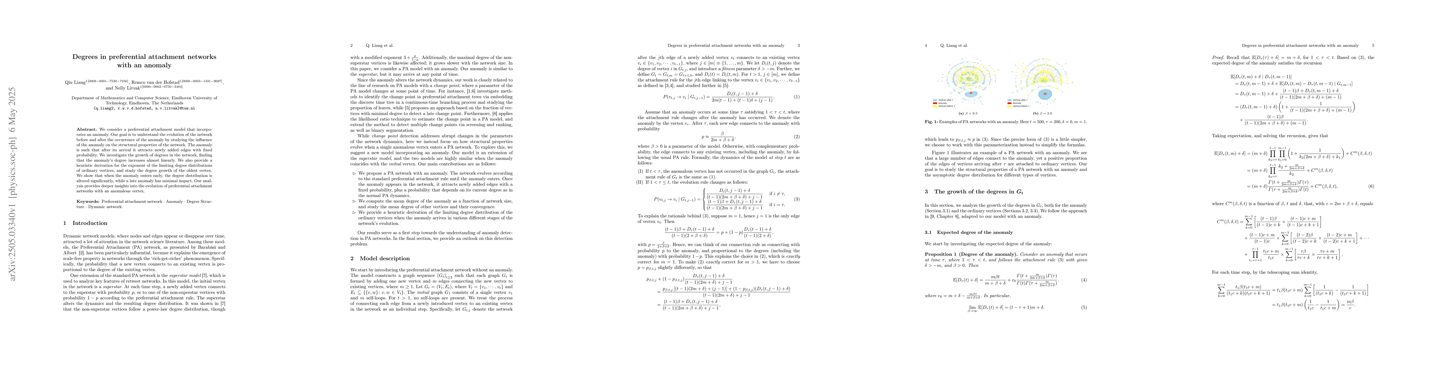 Thumbnail for Degrees in Preferential Attachment Networks with an Anomaly