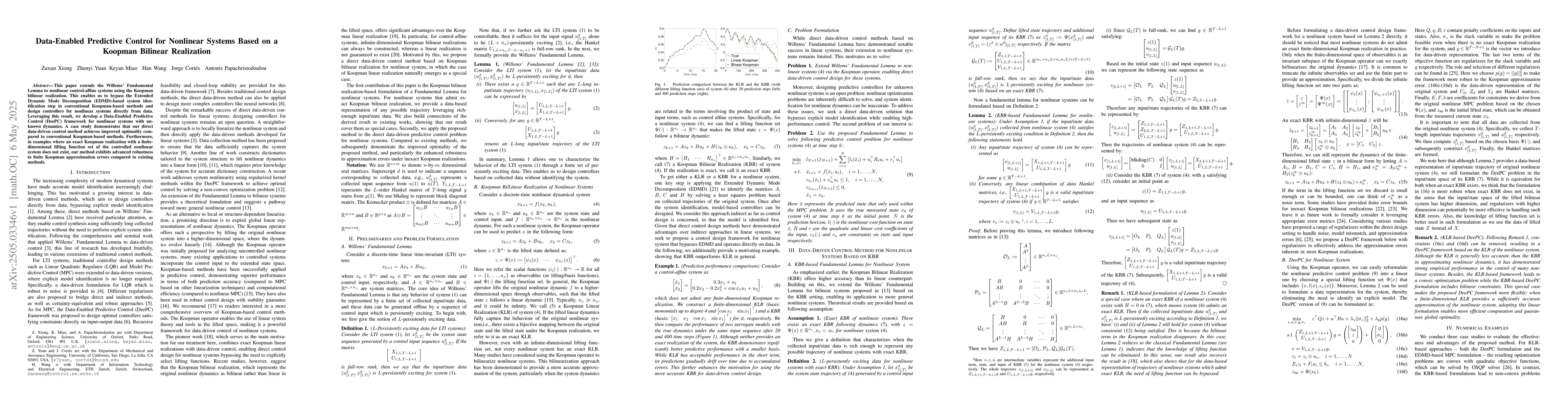 Thumbnail for Data-Enabled Predictive Control for Nonlinear Systems Based on a Koopman
  Bilinear Realization