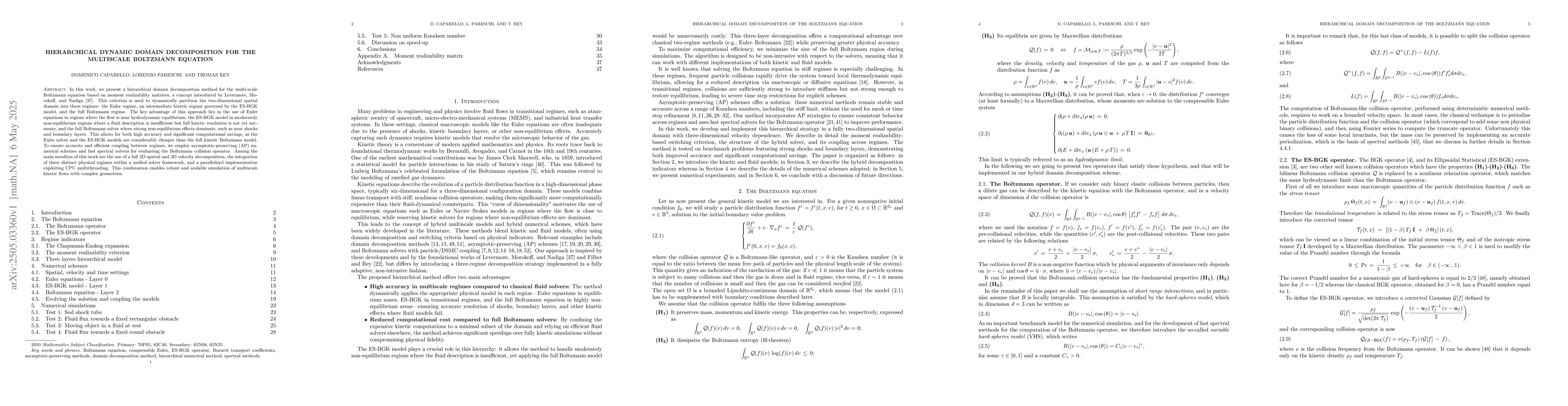 Thumbnail for Hierarchical dynamic domain decomposition for the multiscale Boltzmann
  equation