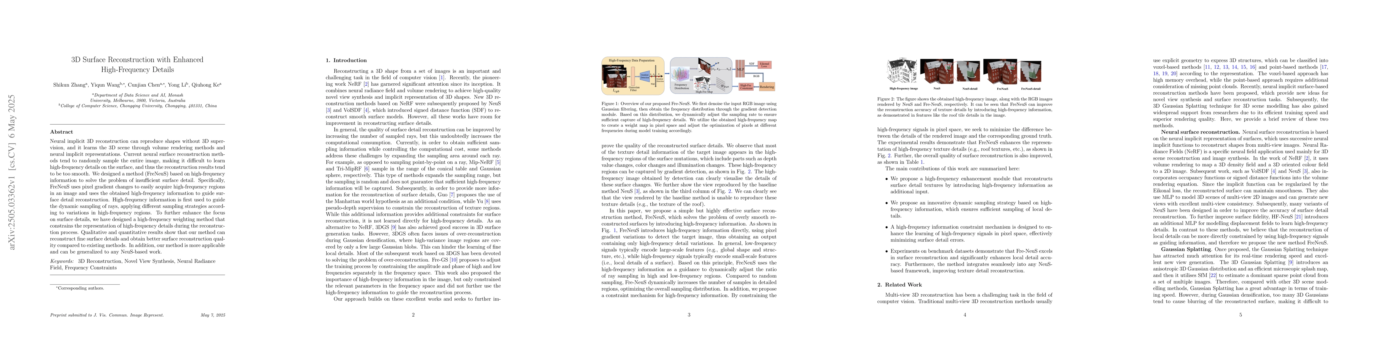 Thumbnail for 3D Surface Reconstruction with Enhanced High-Frequency Details