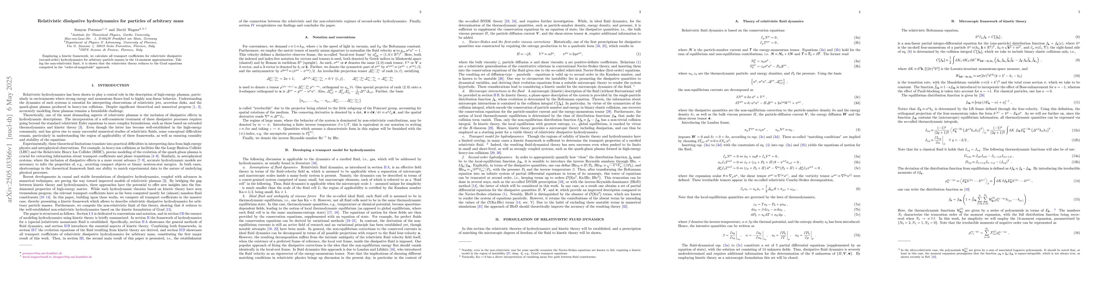 Thumbnail for Relativistic dissipative hydrodynamics for particles of arbitrary mass