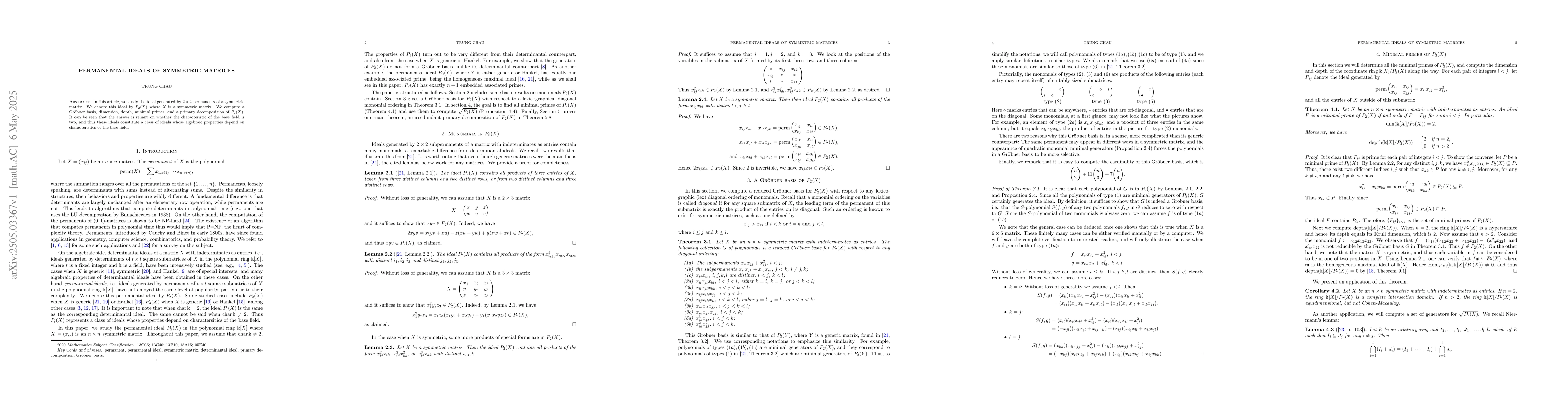 Thumbnail for Permanental ideals of symmetric matrices