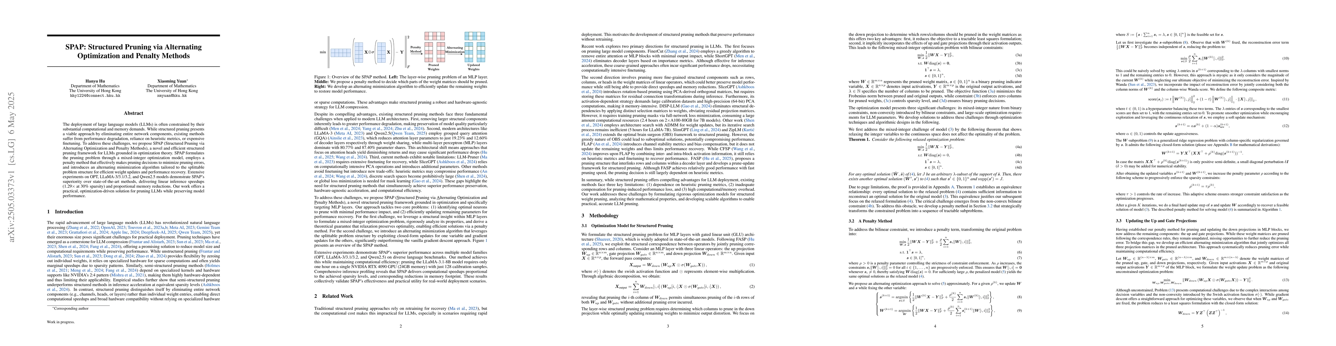 Thumbnail for SPAP: Structured Pruning via Alternating Optimization and Penalty
  Methods