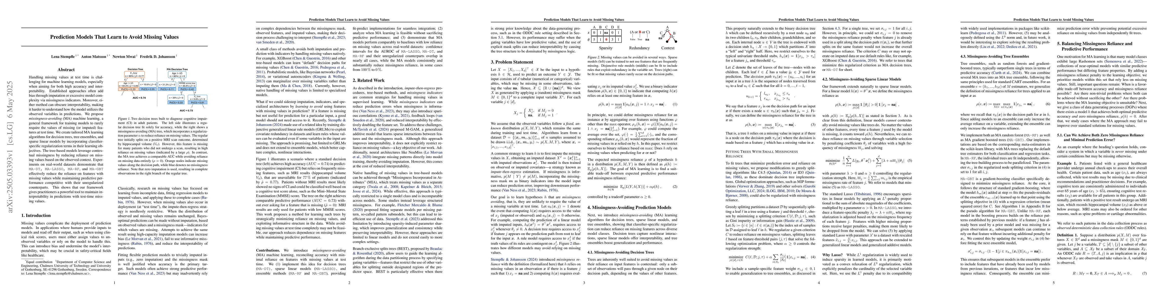 Thumbnail for Prediction Models That Learn to Avoid Missing Values