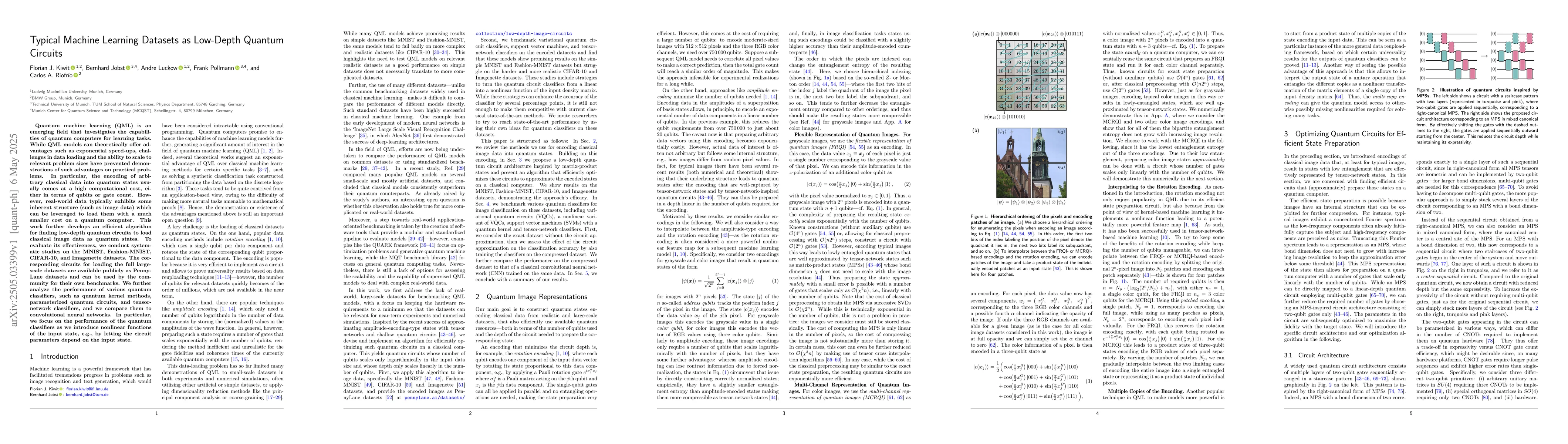 Thumbnail for Typical Machine Learning Datasets as Low-Depth Quantum Circuits
