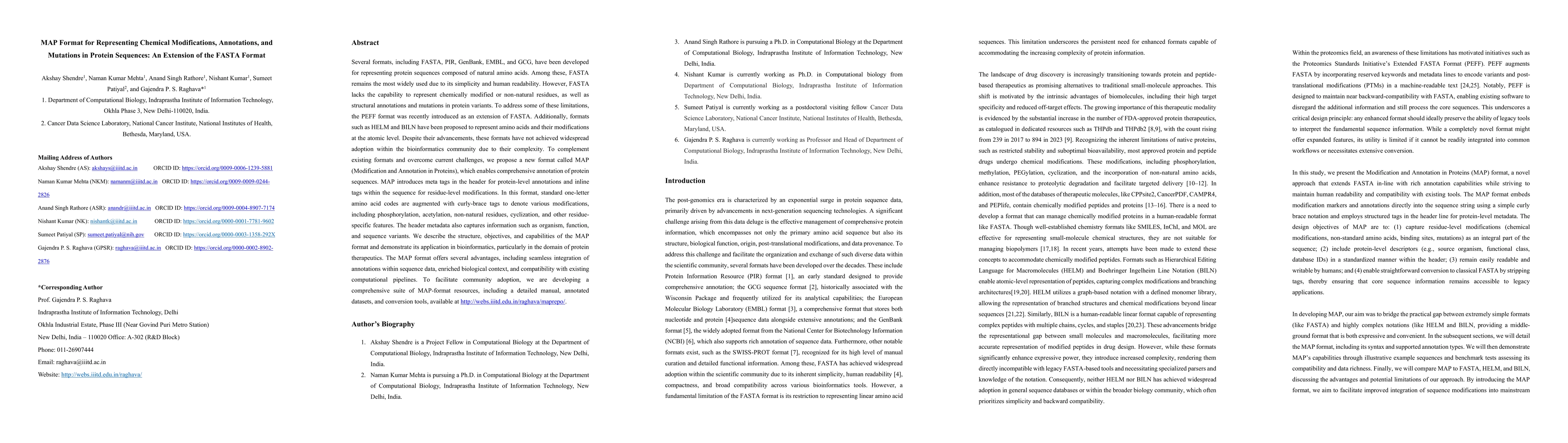 Thumbnail for MAP Format for Representing Chemical Modifications, Annotations, and
  Mutations in Protein Sequences: An Extension of the FASTA Format