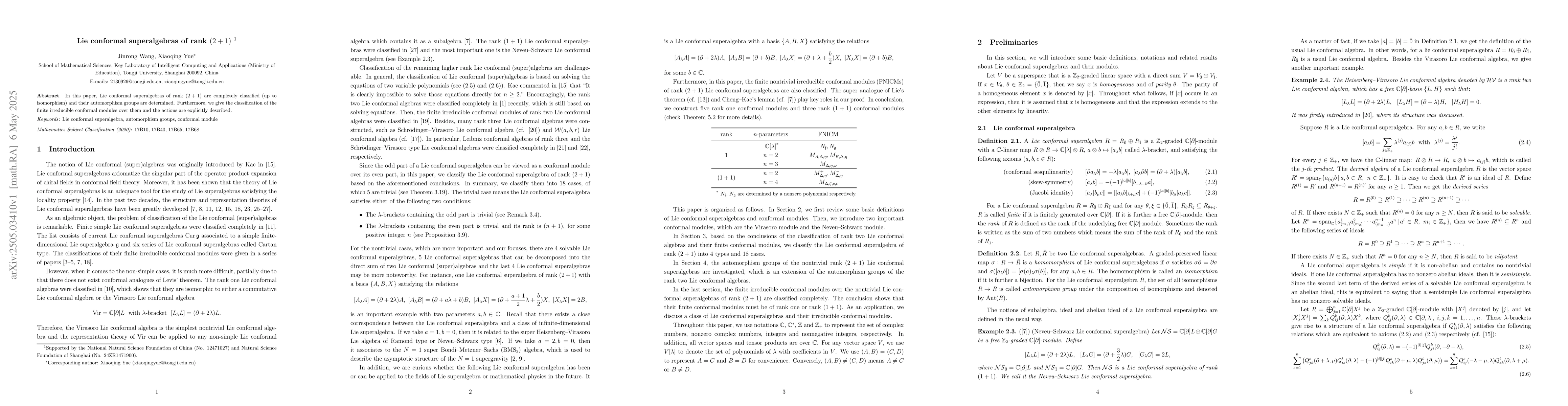 Thumbnail for Lie conformal superalgebras of rank (2 + 1)