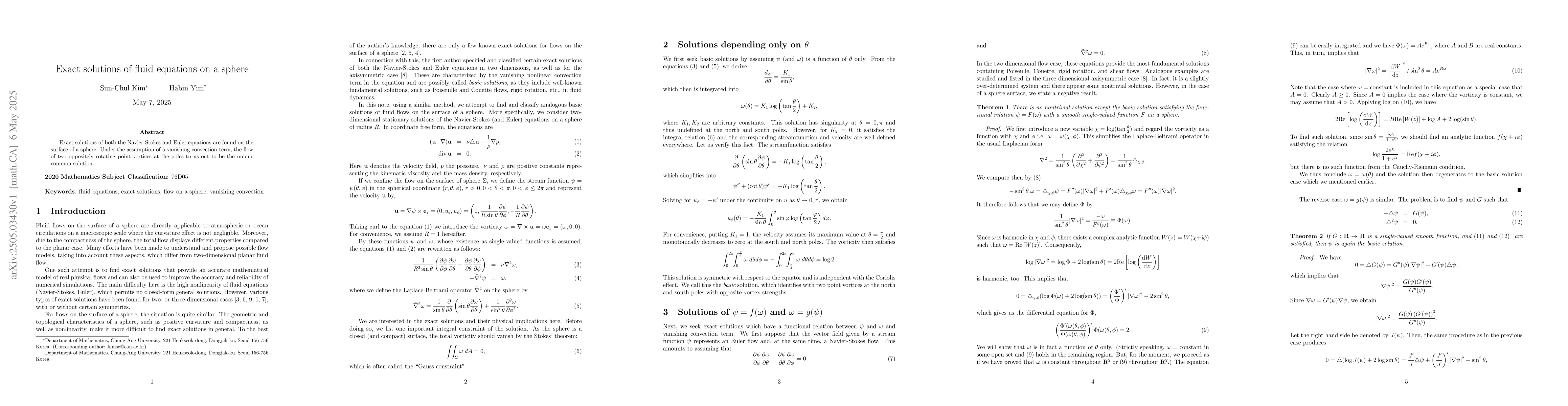 Thumbnail for Exact solutions of fluid equations on a sphere